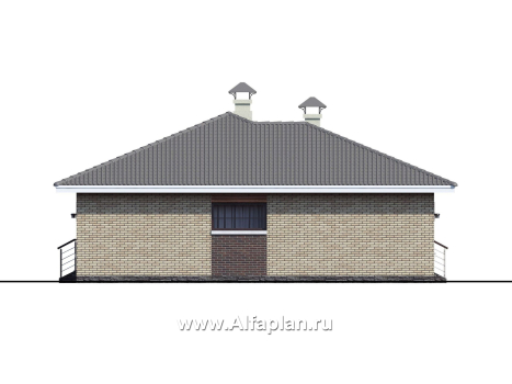 Проекты домов Альфаплан - «Вуокса» - проект одноэтажного дома из кирпича с комфортной планировкой - превью фасада №3
