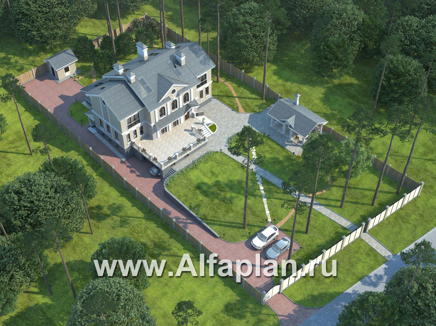 Проекты домов Альфаплан - «Поместье» - элитный коттедж в классическом стиле - дополнительное изображение №3