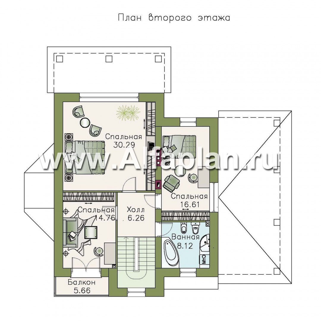 Проекты домов Альфаплан - «Pro vita» - компактный дом с удобной планировкой - изображение плана проекта №2