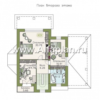 Проекты домов Альфаплан - «Pro vita» - компактный дом с удобной планировкой - превью плана проекта №2