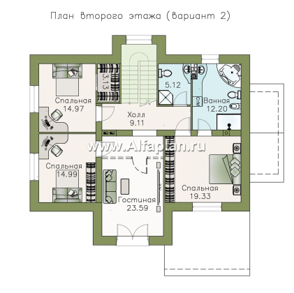 Проекты домов Альфаплан - «Ясная поляна» - удобный коттедж для большой семьи с бильярдной - превью плана проекта №3