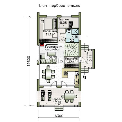 Проекты домов Альфаплан - «Тау» - эксклюзивный коттедж в современном дизайне - превью плана проекта №1