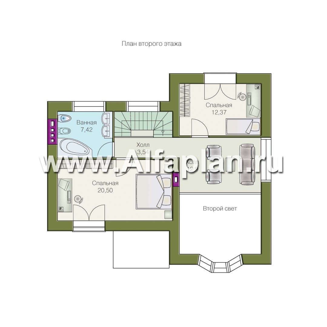 Проекты домов Альфаплан - «Фантазия» - проект дома с компактным планом для небольшого участка - план проекта №2