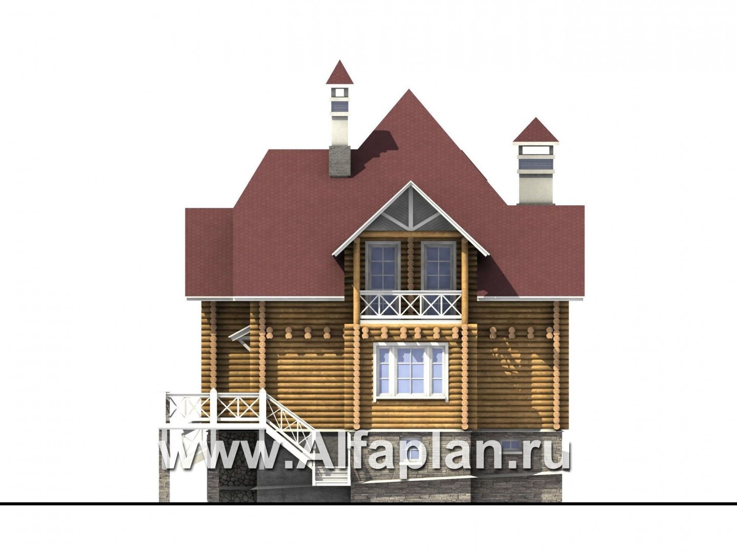 Проекты домов Альфаплан - «Транк Хаус» - деревянный дом с террасой - изображение фасада №2