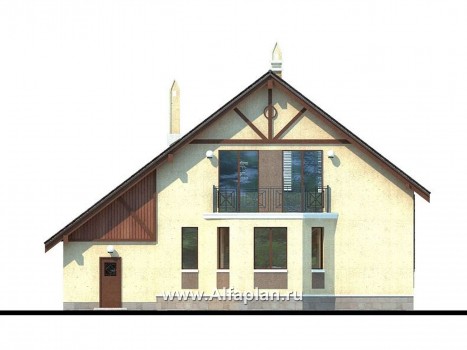 Проекты домов Альфаплан - «Регенсбург» - проект коттеджа в немецкой традиции - превью фасада №4