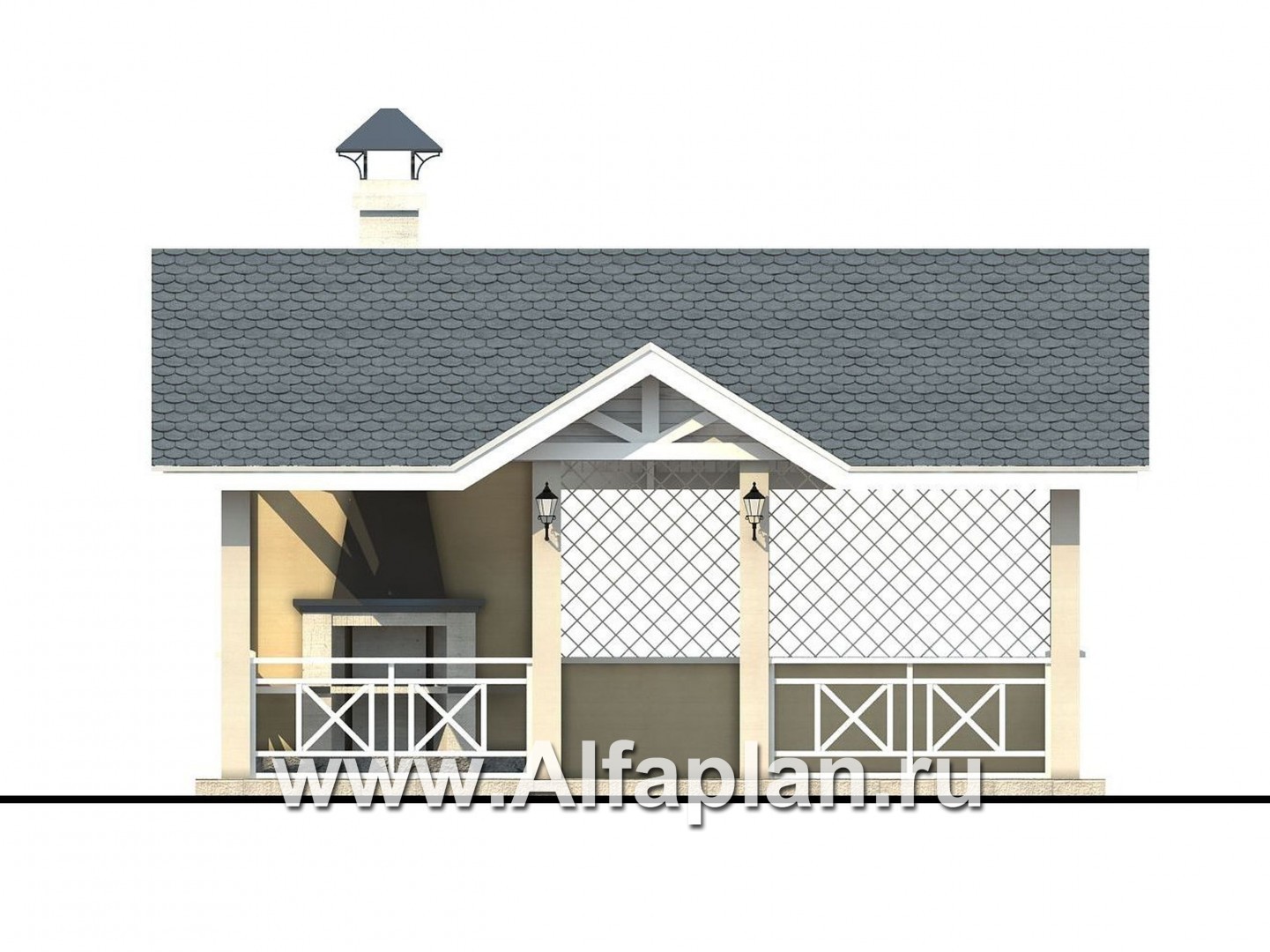 Проекты домов Альфаплан - Беседка-павильон с барбекю (летняя кухня) - изображение фасада №1