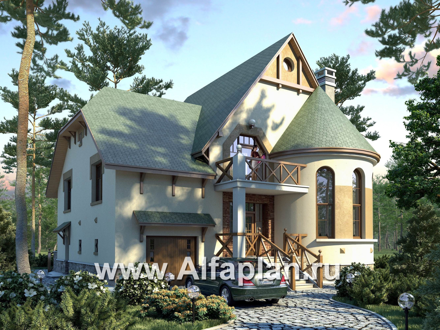 Проекты домов Альфаплан - «5-ая глава» - современный ом в стиле замка для романтиков - дополнительное изображение №1