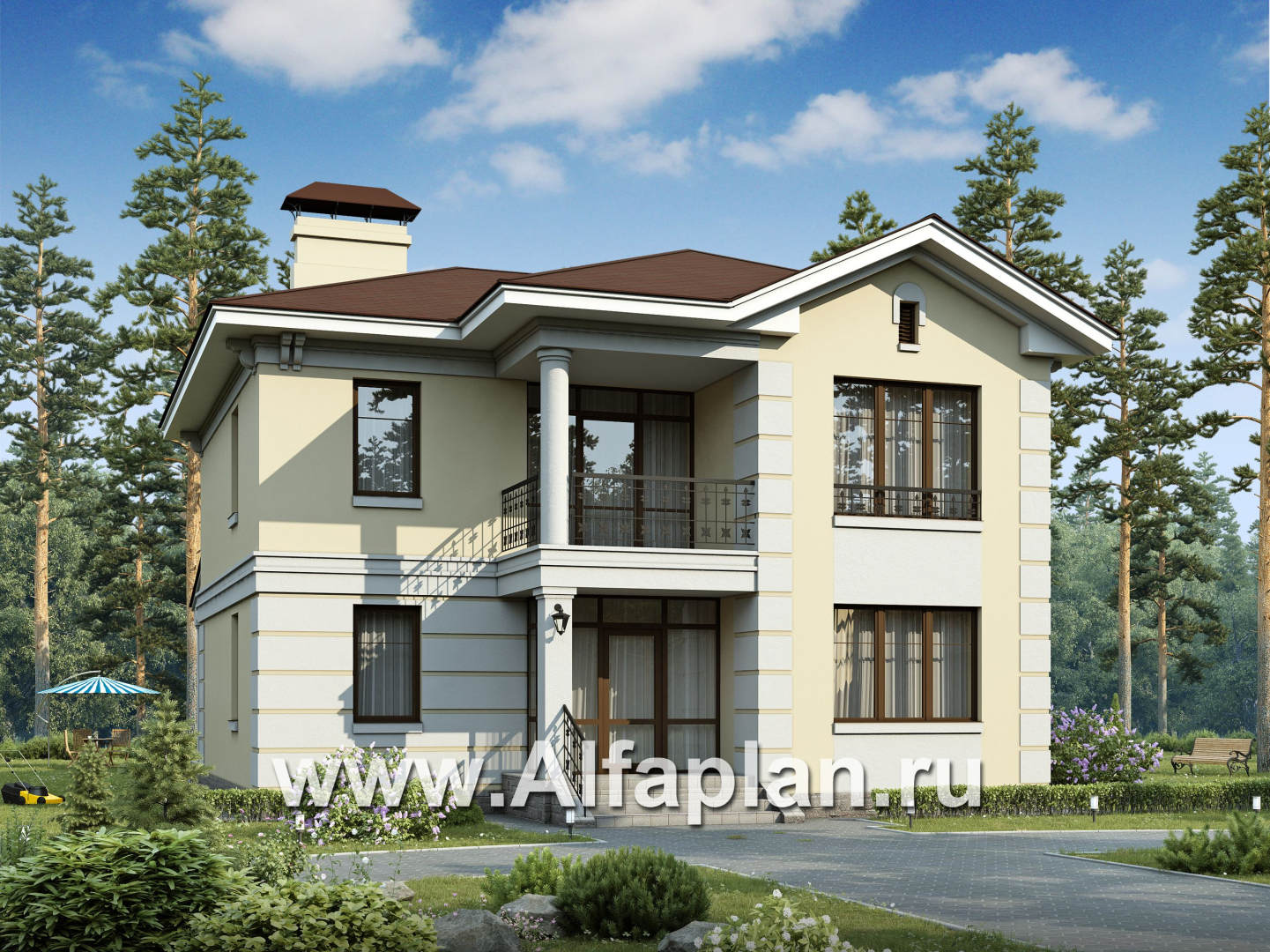 Проекты домов Альфаплан - «Репутация» - дом с аристократическими фасадами - дополнительное изображение №1