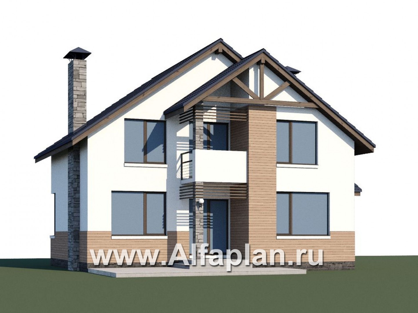 Проекты домов Альфаплан - Кирпичный дом «Валаам» с мансардой - дополнительное изображение №1