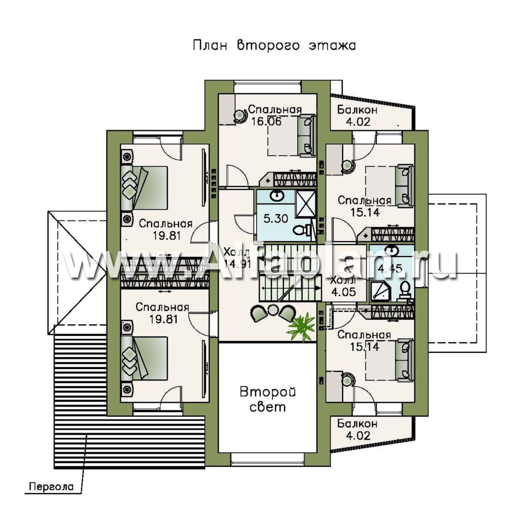 Проекты домов Альфаплан - «Три  семерки» - проект трехэтажного дома, гараж в цоколе, второй свет и панорамные окна, современный дизайн дома - изображение плана проекта №4
