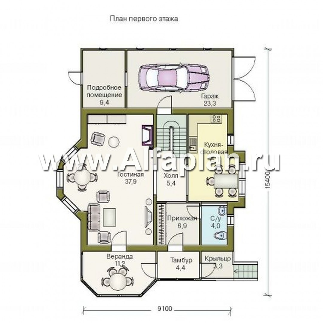 Проекты домов Альфаплан - «Стиль»  - экономичный коттедж с подвалом - изображение плана проекта №2