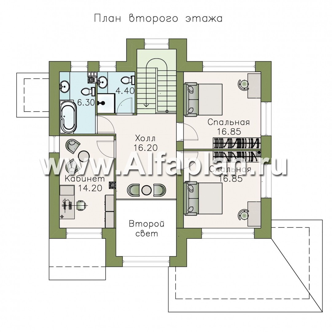Проекты домов Альфаплан - «Светлая полоса» - современный коттедж со вторым светом - изображение плана проекта №2