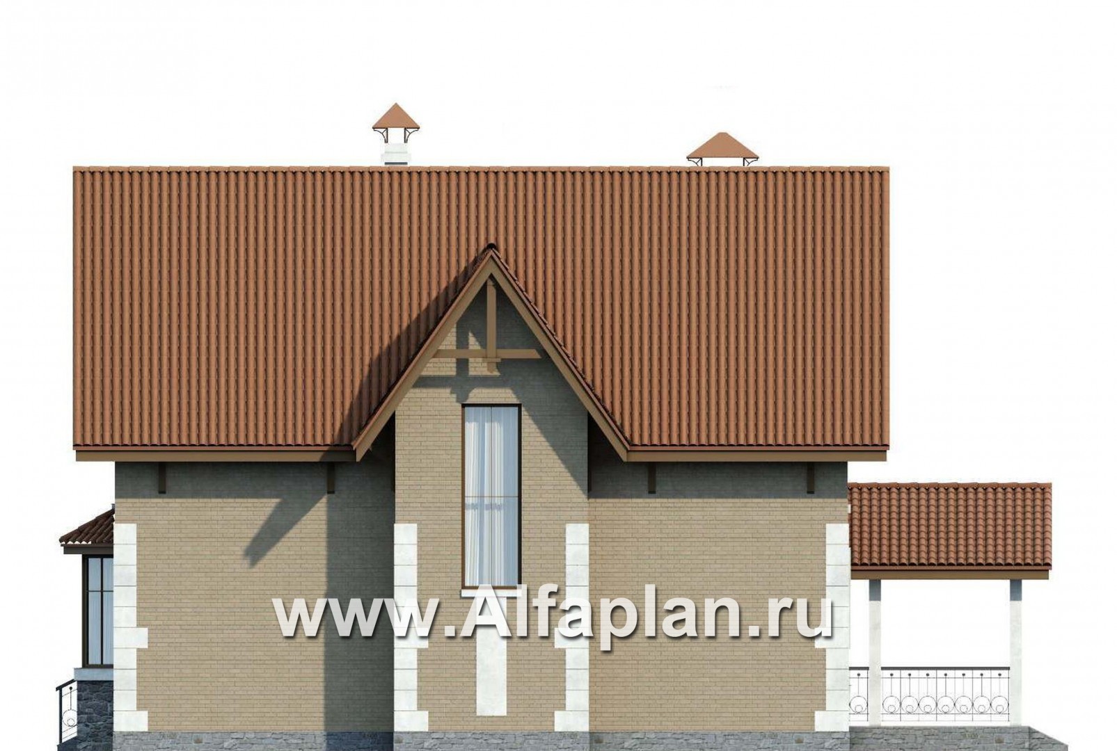 Проекты домов Альфаплан - «Примавера» - компактный коттедж c теплым гаражом - изображение фасада №2