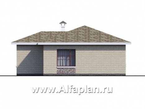 Проекты домов Альфаплан - Проект одноэтажного дома с угловыми окнами - превью фасада №4