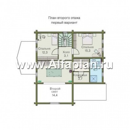 Проекты домов Альфаплан - «Усадьба» - деревянный  дом с высоким цоколем - превью плана проекта №3