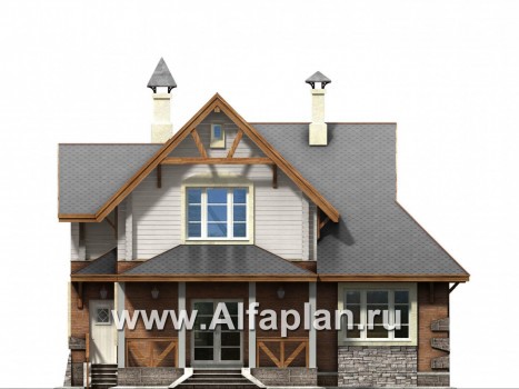 Проекты домов Альфаплан - «Альпенхаус»- альпийское шале из комбинированных материалов - превью фасада №4