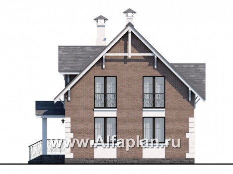 Проекты домов Альфаплан - Кирпичный дом «Боспор» с мансардой - превью фасада №2