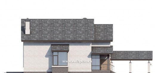 Проекты домов Альфаплан - «Эль-Ниньо»- дом с террасами и навесом для машин - превью фасада №3