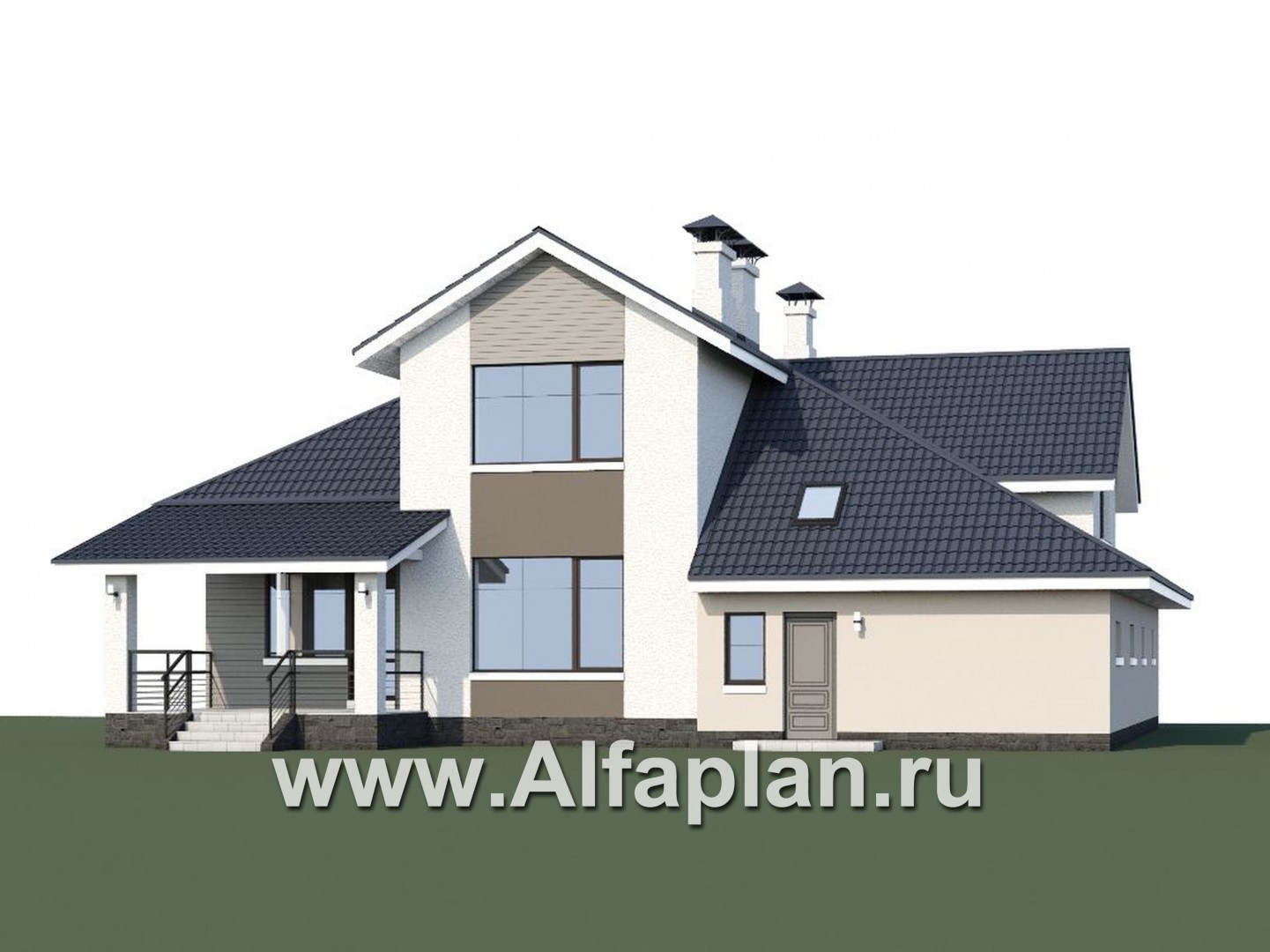 Проекты домов Альфаплан - «Кластер Персея» - современный мансардный дом с гаражом - дополнительное изображение №1