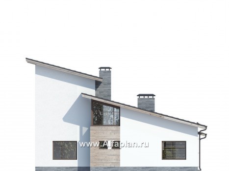 Проект дома с мансардой, планировка с кабинетом на 1 эт и со вторым светом гостиной, в скандинавском стиле - превью фасада дома