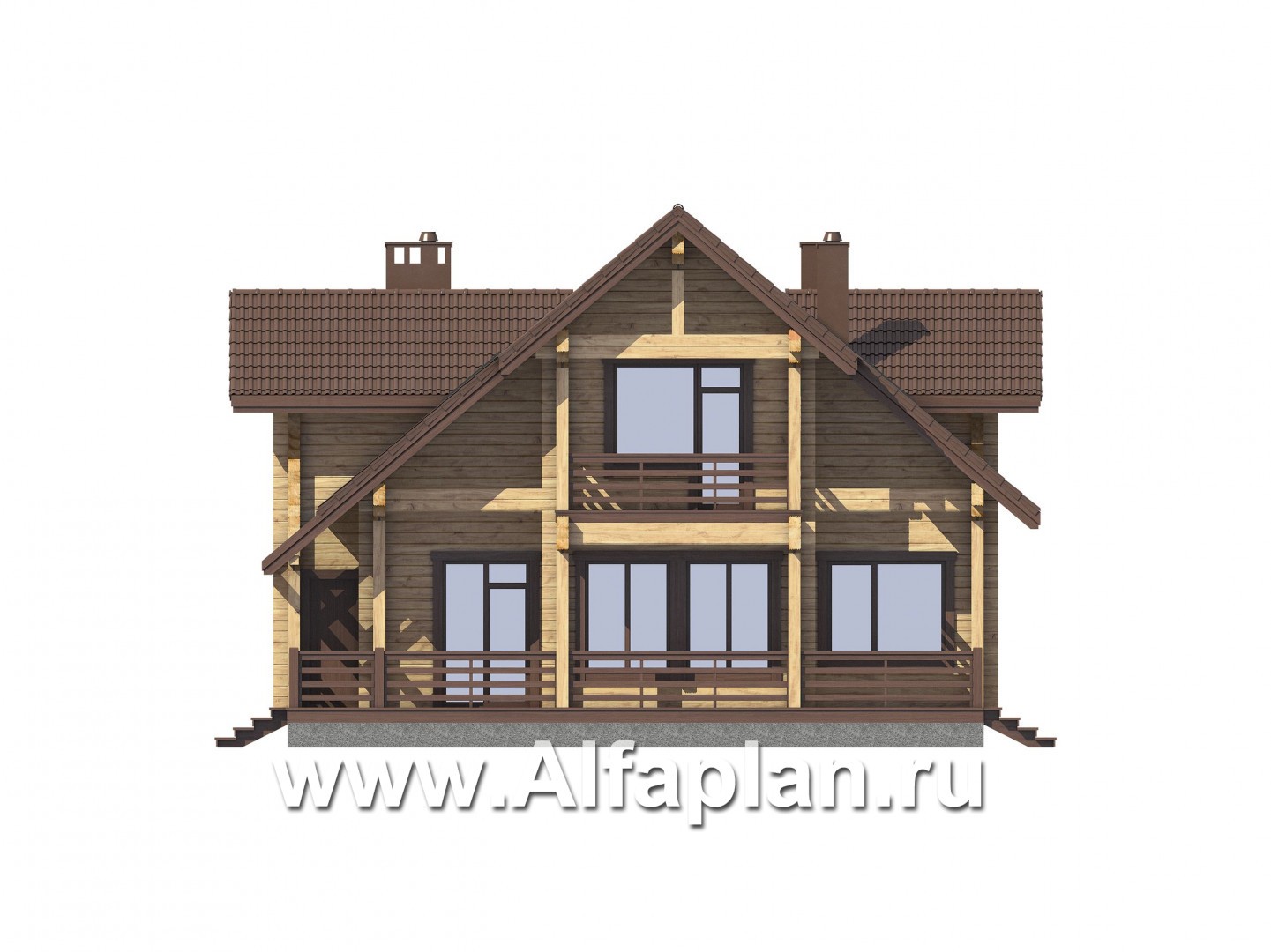 Проекты домов Альфаплан - Загородный дом для отдыха с комфортной планировкой - изображение фасада №3