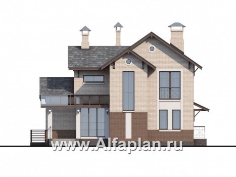 «Флагман» - проект двухэтажного дома, планировка с бассейном и сауной, с террасой, в скандинаввском стиле - превью фасада дома