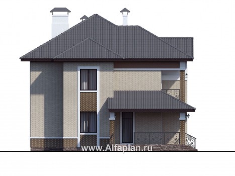 «Арно» - проект двухэтажного дома, особняк с двусветной гостиной, с террасой и сауной - превью фасада дома