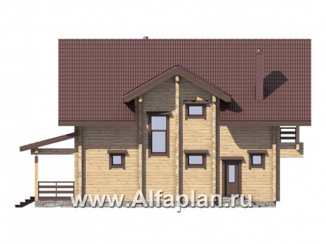Проекты домов Альфаплан - Комфортабельный дом из бруса - превью фасада №4