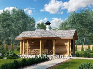Проекты домов Альфаплан - Небольшая дервянная баня с уютной верандой (беседкой) - превью основного изображения