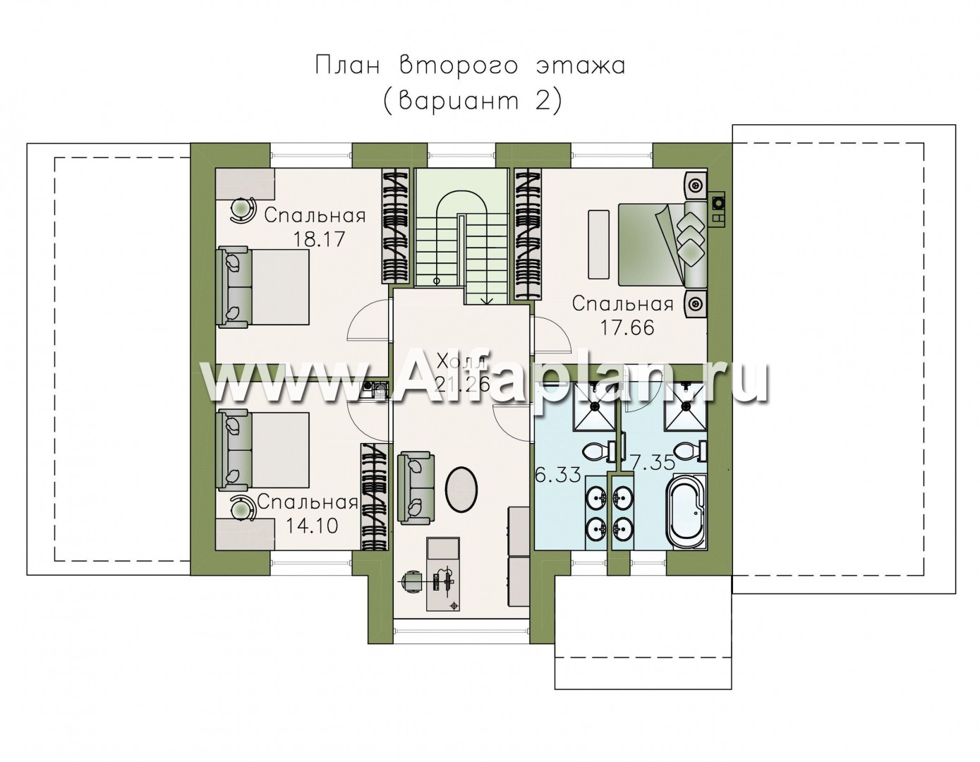 Проекты домов Альфаплан - «Регата» - комфортный план дома, двускатная крыша - изображение плана проекта №3