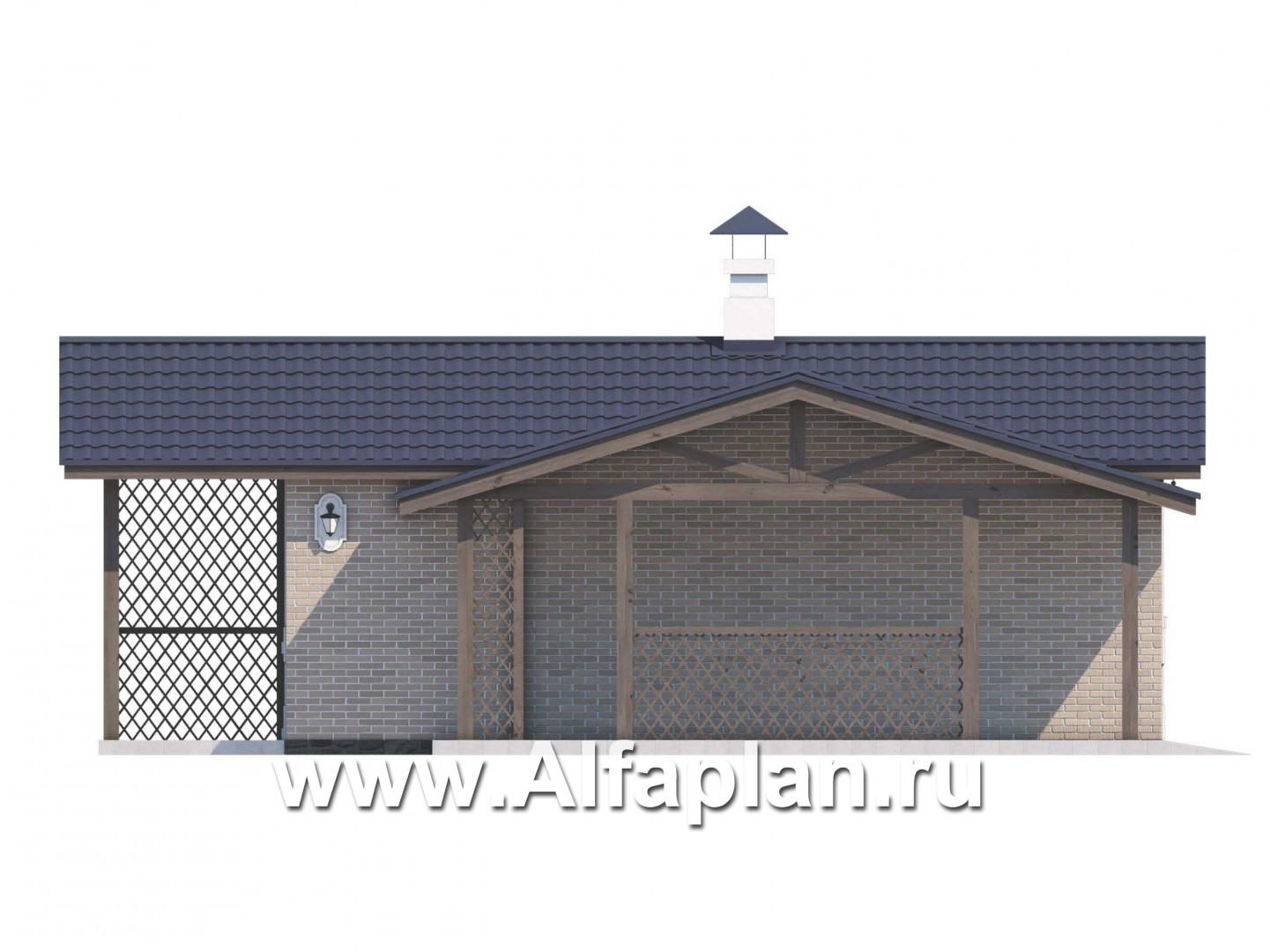 Проекты домов Альфаплан - Удобный хоз. блок для небольшой усадьбы - изображение фасада №3