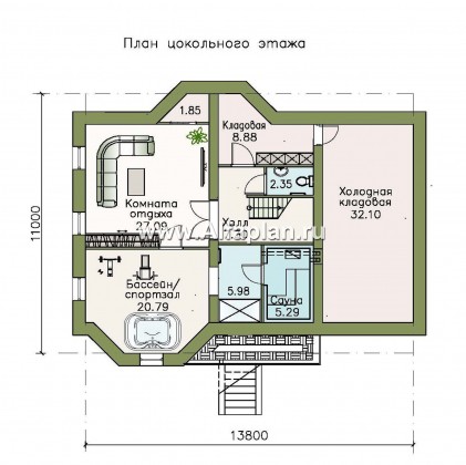 Проекты домов Альфаплан - «Регенсбург Плюс»- вариант коттеджа 22А с цокольным этажом - превью плана проекта №1