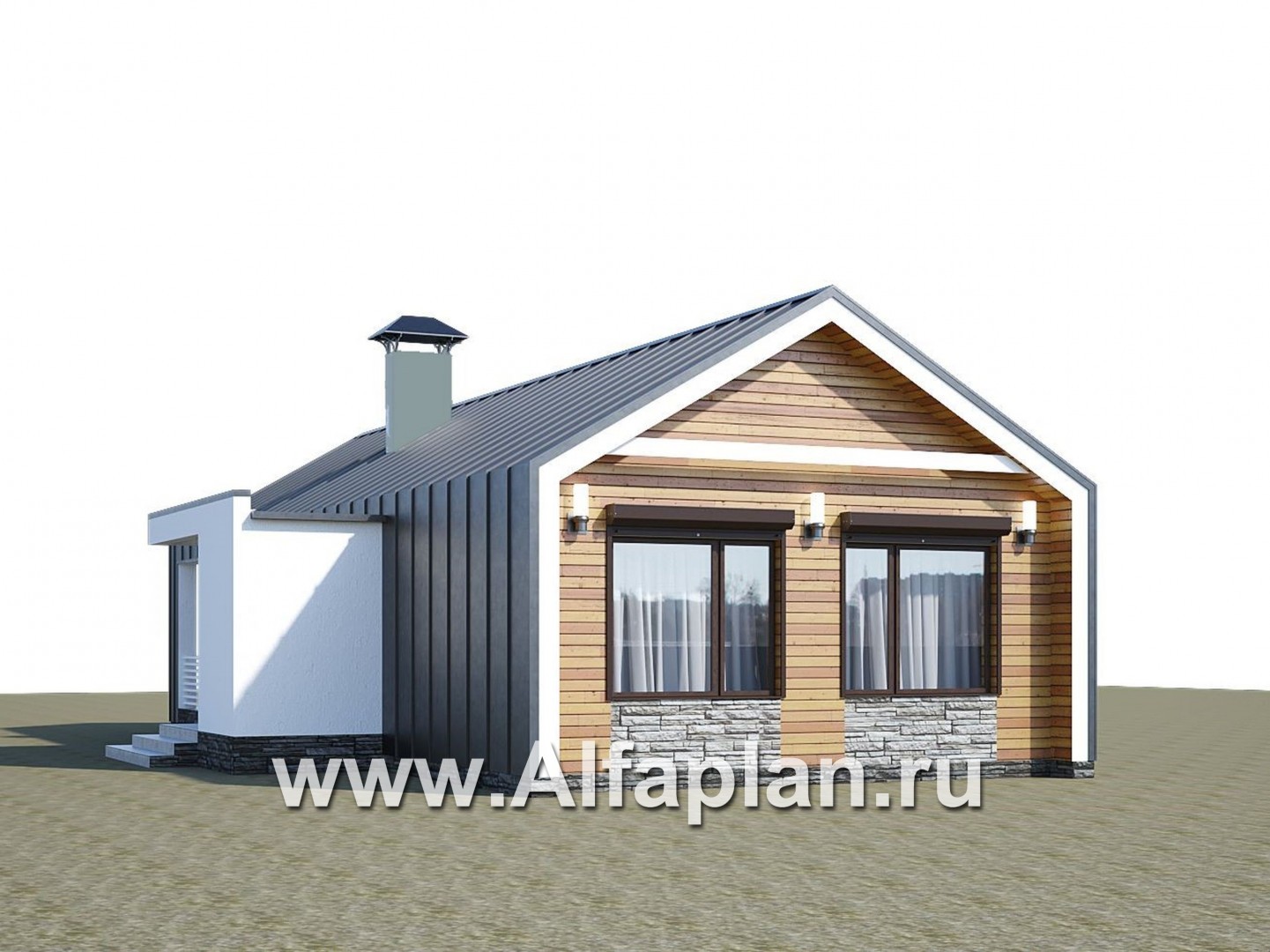 Проекты домов Альфаплан - «Тета» - одноэтажный дом с фальцевыми фасадами и кровлей - дополнительное изображение №2