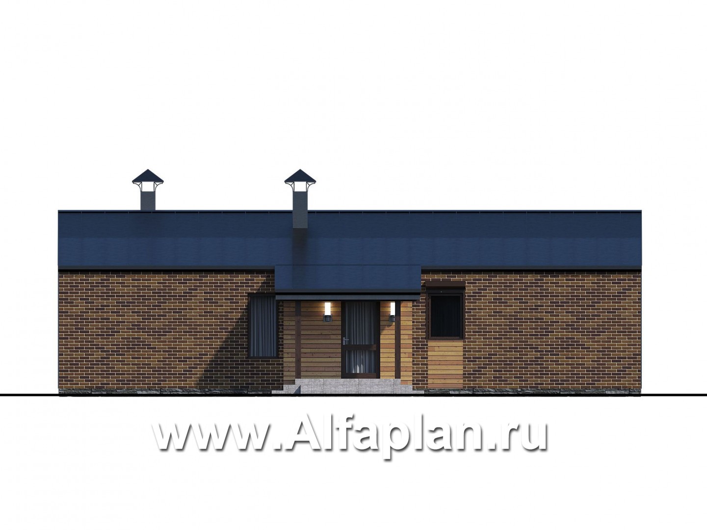 Проекты домов Альфаплан - «Йота» - каркасный дом с двускатной кровлей - изображение фасада №2