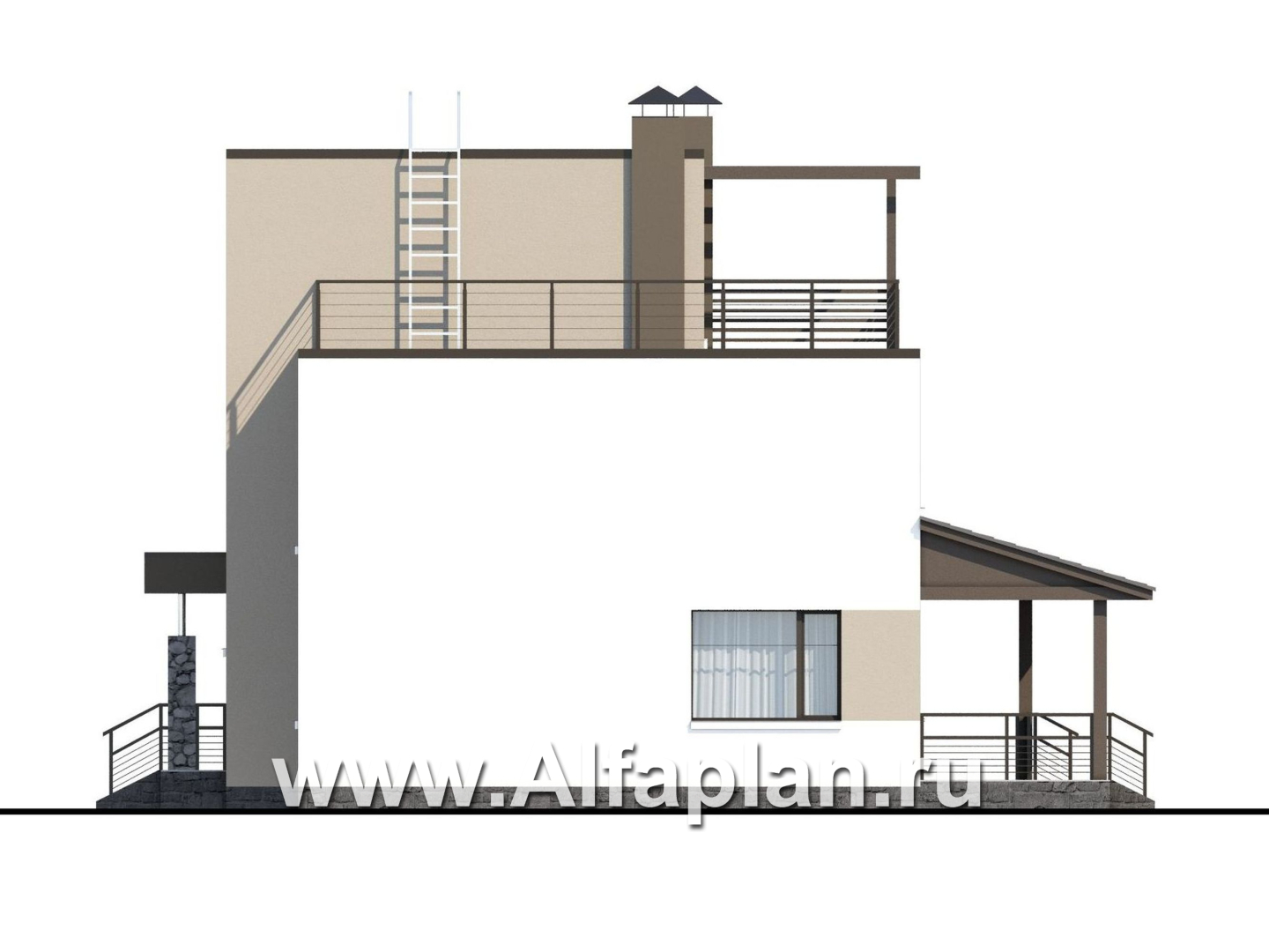 Проекты домов Альфаплан - «Приоритет» - компактный трехэтажный дом с «зеленой» кровлей - изображение фасада №2