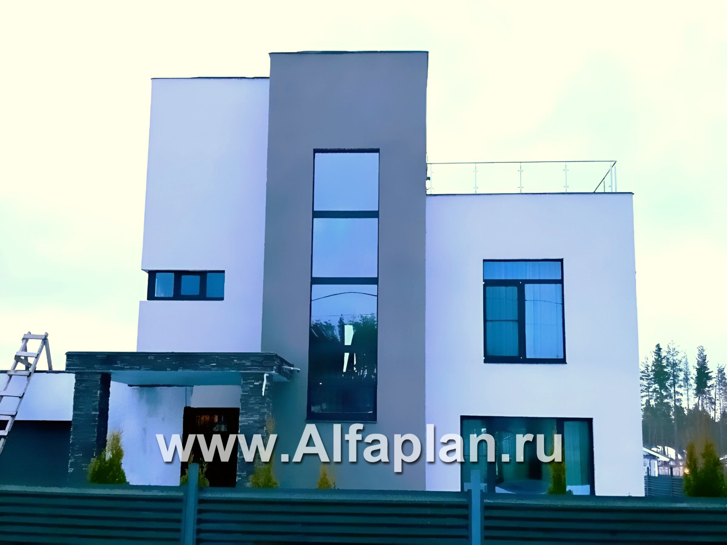 Проекты домов Альфаплан - «Приоритет» - компактный трехэтажный дом с «зеленой» кровлей - дополнительное изображение №1