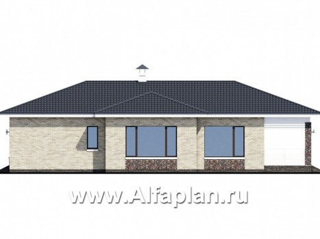 «Муза» - проект одноэтажного дома из кирпича, с террасой, в современном стиле - превью фасада дома